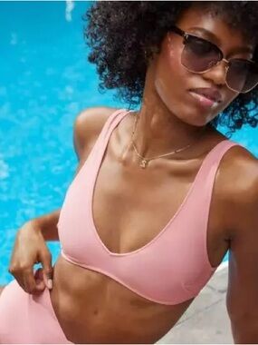 aerie Pink Scoop Bikini Top and Bottom Set